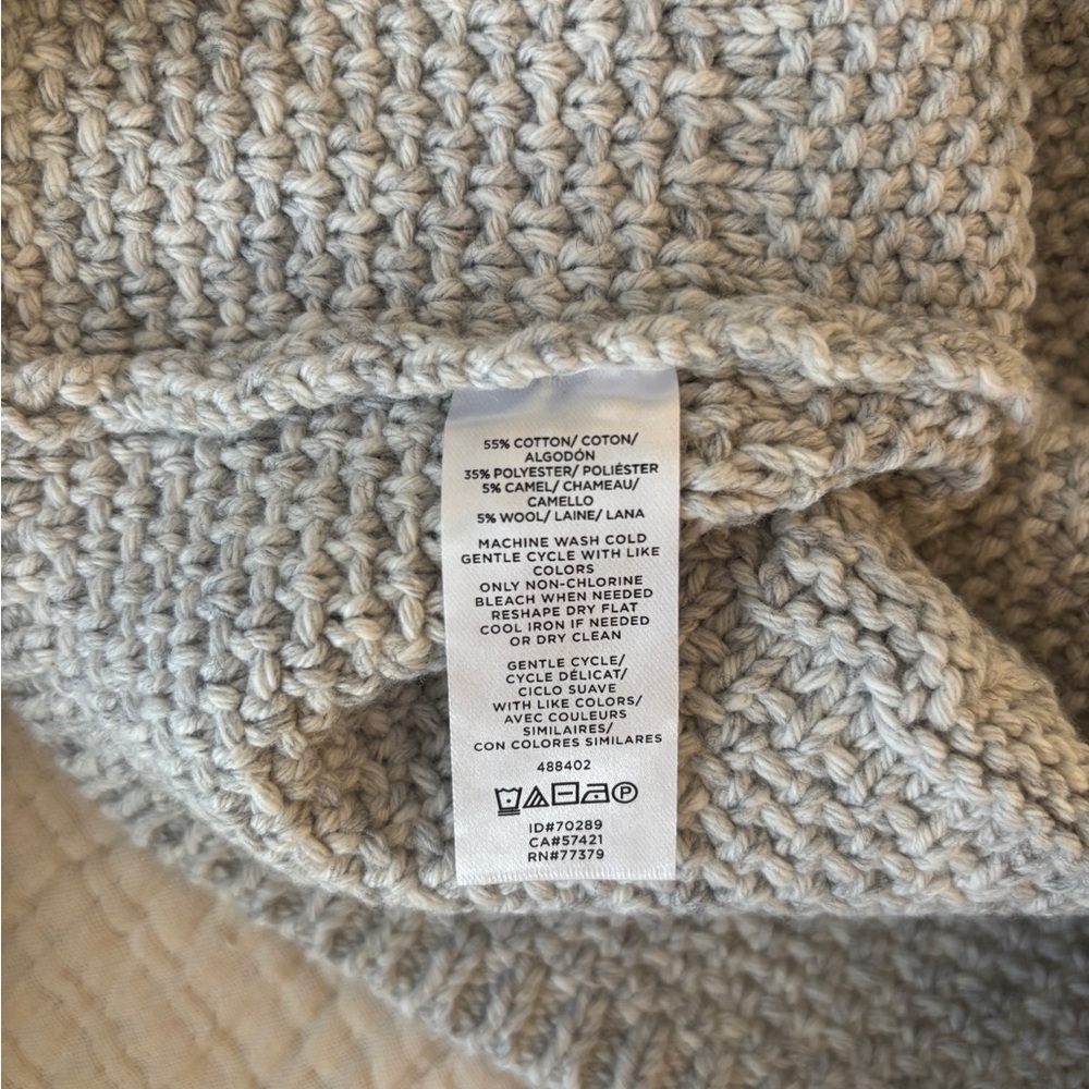 Ann Taylor Grey Cable Knit Wool Camel, Cashmere Sweater LP NWT - Picture 5 of 6
